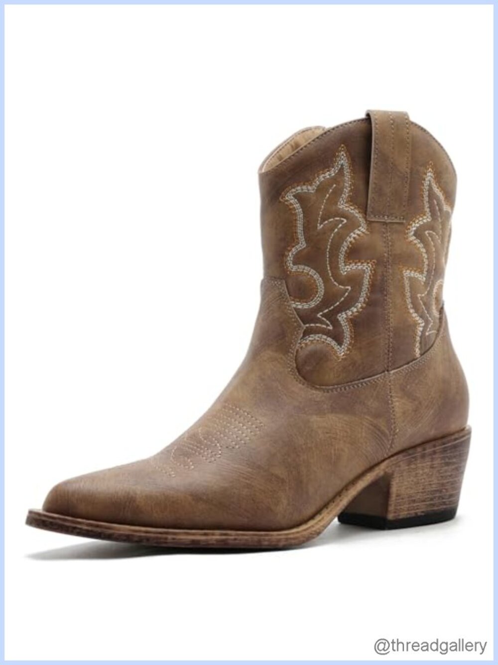 Women's Western Cowboy Boots Pointed Toe Side Zip Ankle Booties